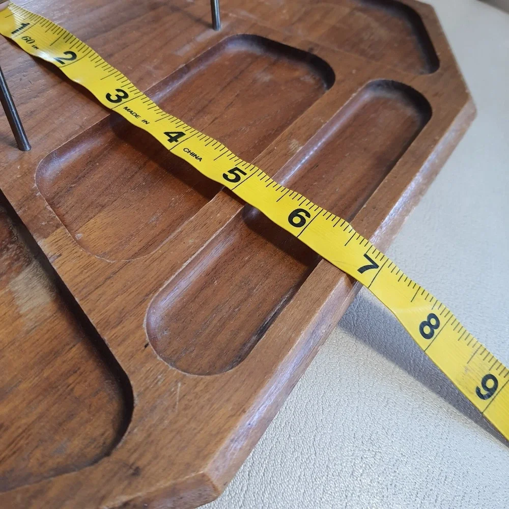 Vintage Setwell Genuine Walnut Wood Brass Dresser Desk Valet Caddy Tray MCM USA